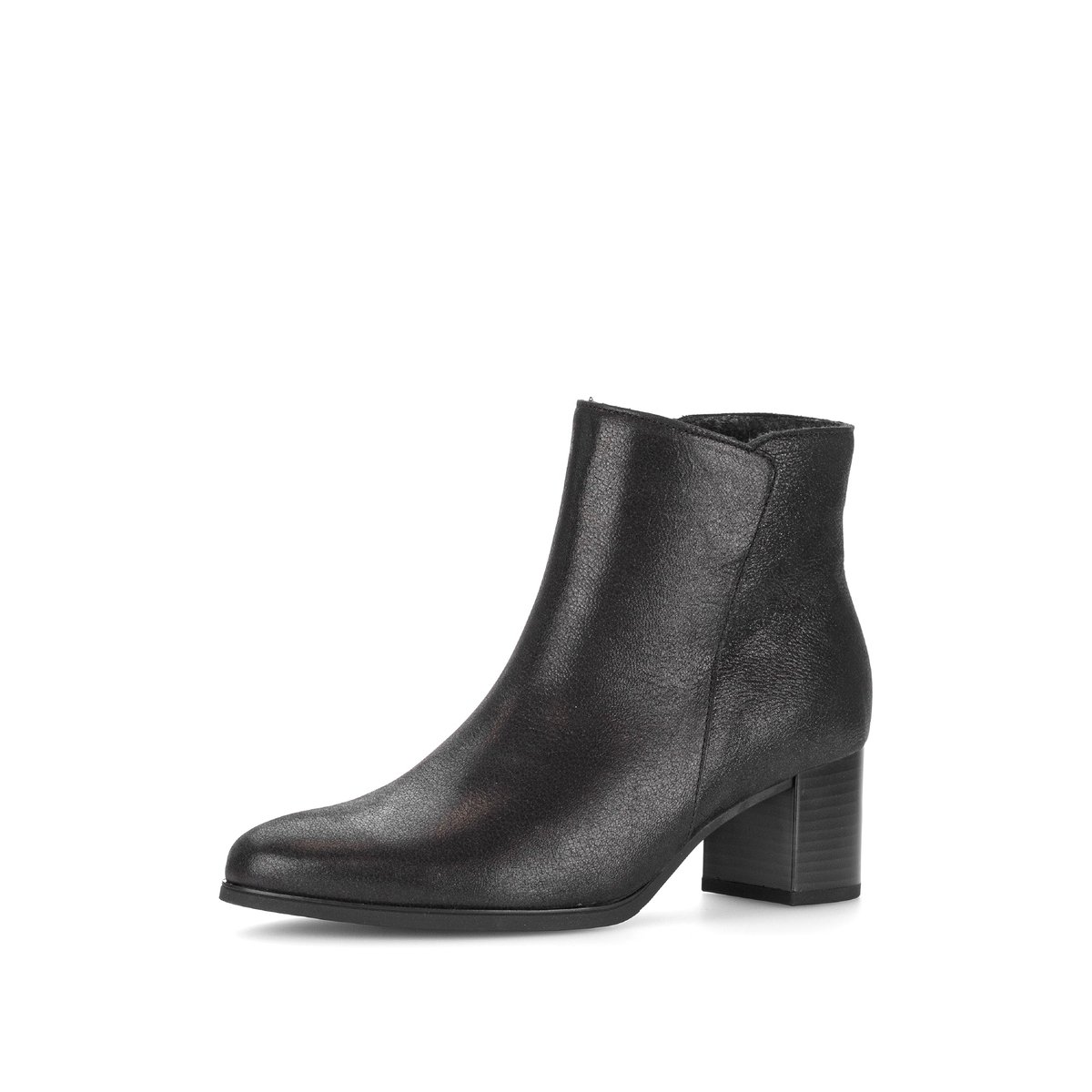 Bottines en cuir à talon décroché noir, GABOR