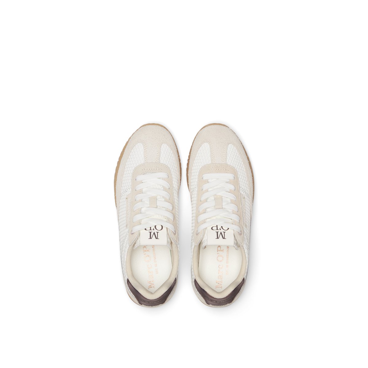 Baskets Modèle Gustafina en cuir et mesh blanc naturel, MARC O'POLO