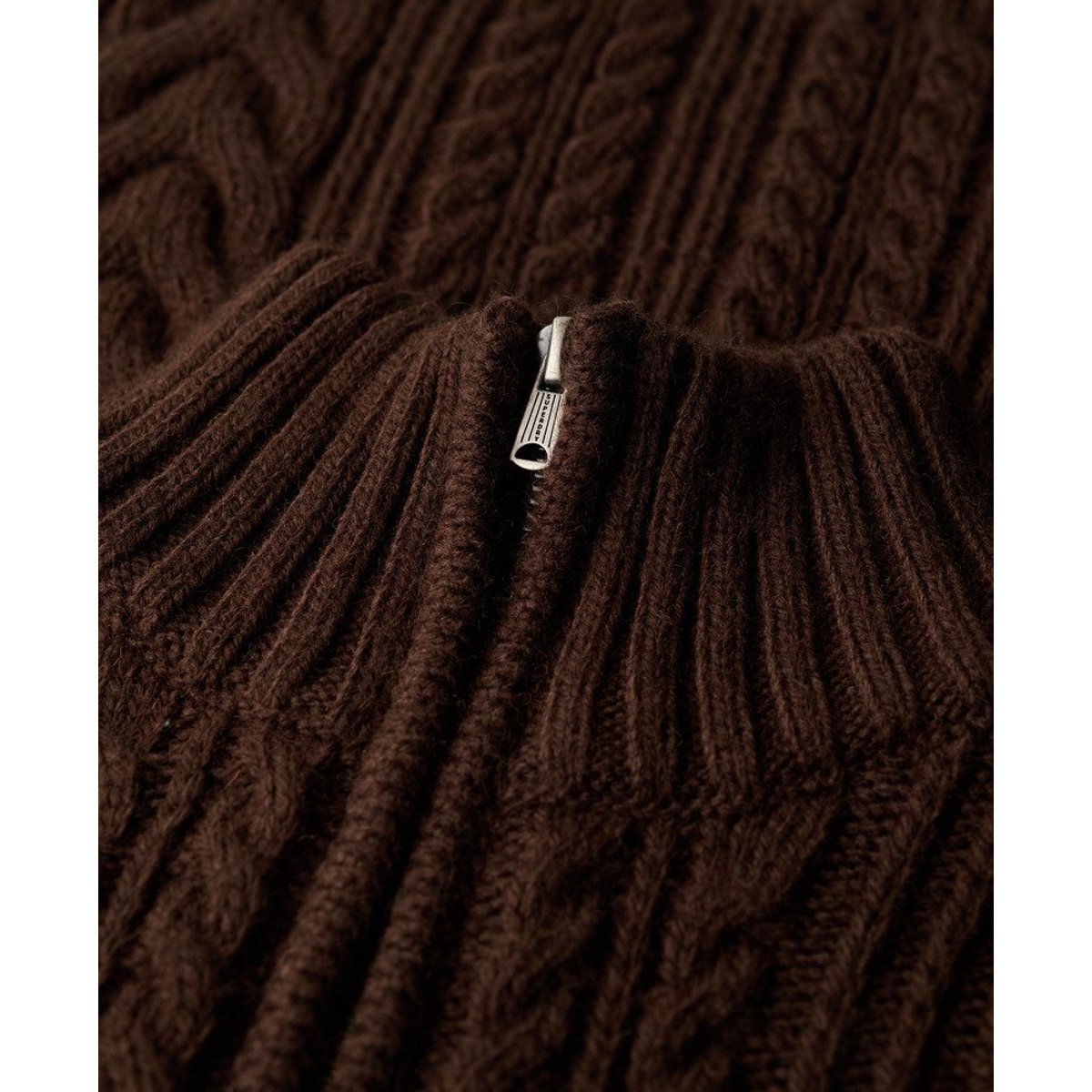 Pull en maille torsadée à col camionneur Vintage Jacob marron chocolat grillé, SUPERDRY