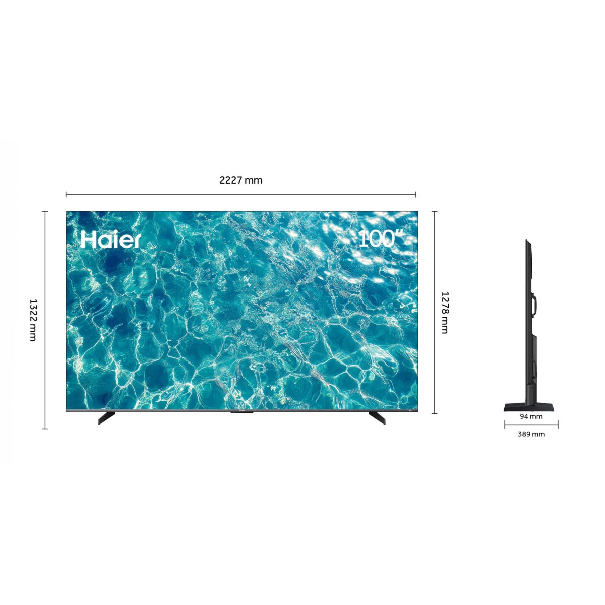 TV QLED H100S90FUX (2026) 100" (253 cm) 4K - Expérience Gaming, 144Hz, Google TV, anti-reflet couleur unique, HAIER