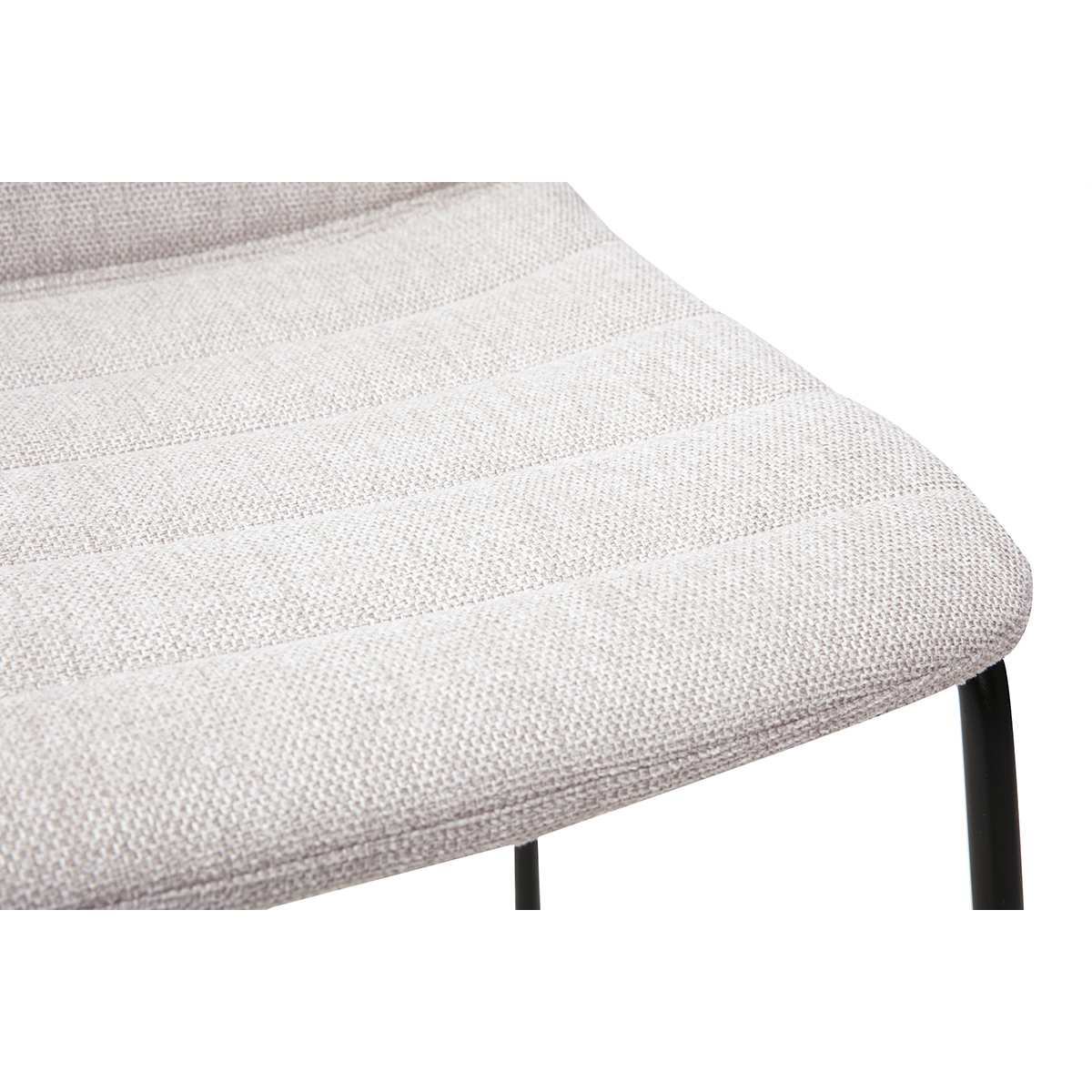 Tabourets de bar en tissu effet velours texturé beige et métal H64 cm (lot de 2) SAURY beige, MILIBOO