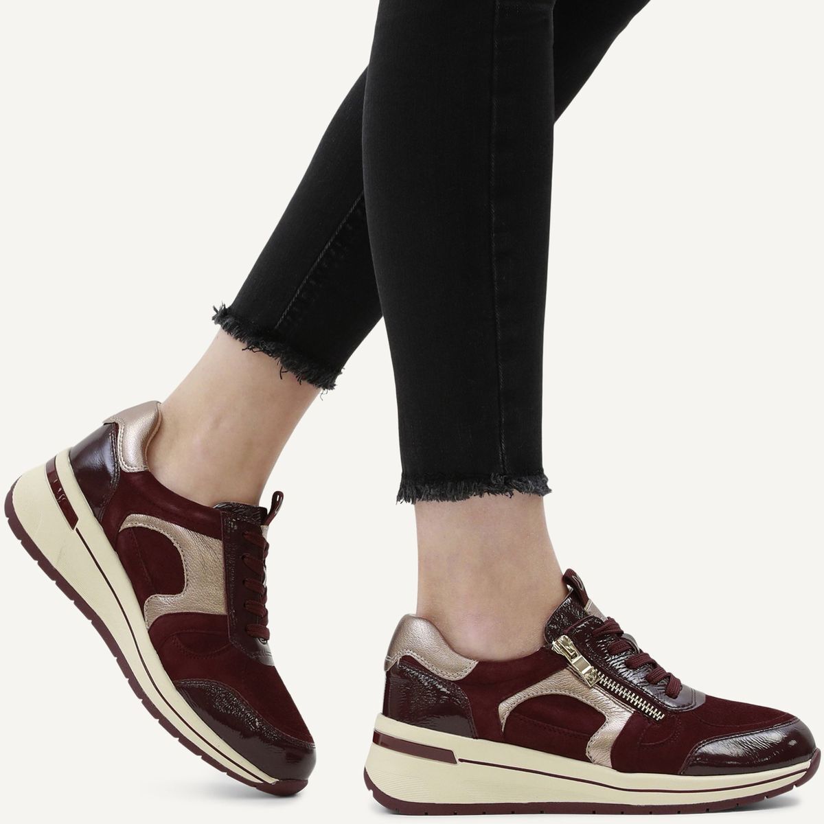 Basket en cuir violet violet raisin, CAPRICE