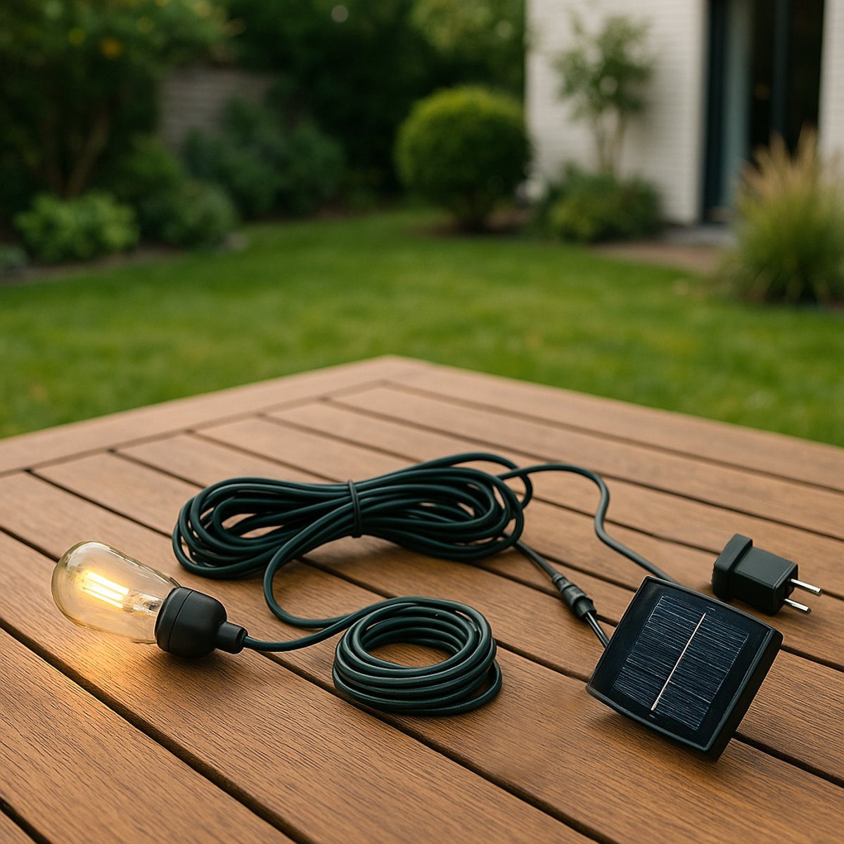 Câble électrique solaire avec ampoule ENNA SOLAR noir, LUMISKY