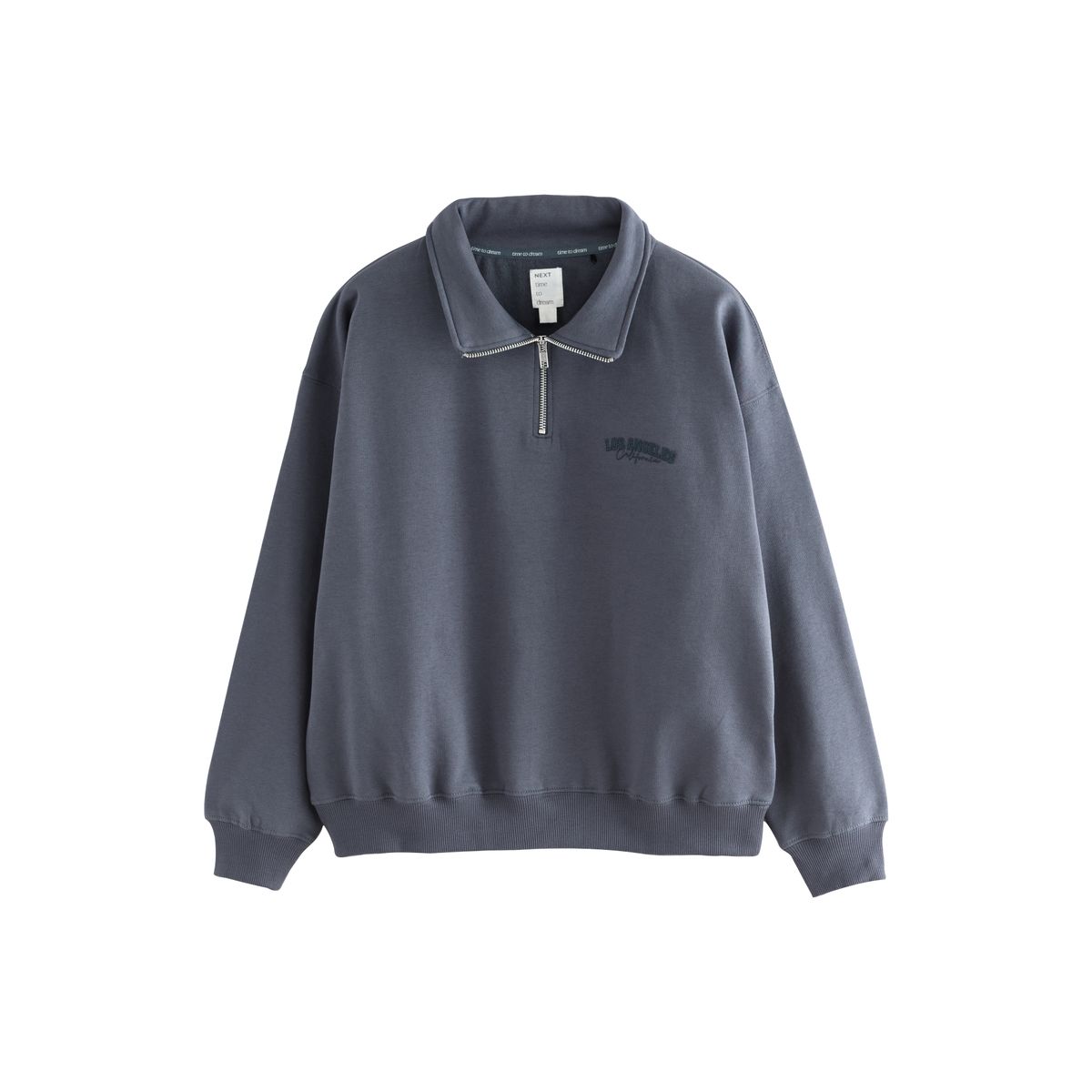 Pyjama en flanelle et sweat semi-zippé bleu marine rayé, NEXT