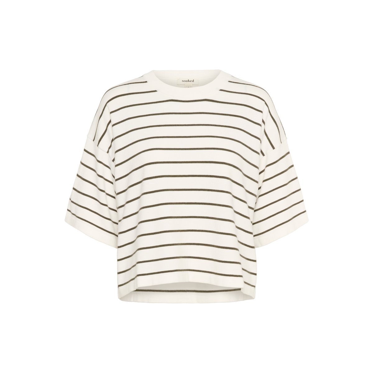 Pullover tricoté blanc vert white w grape leaf stripe, SOAKED IN LUXURY