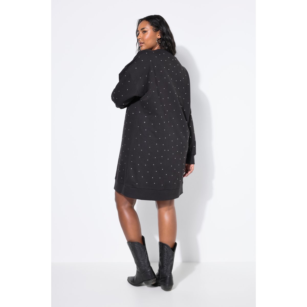 Robe en molleton oversize à strass chiné anthracite, STUDIO UNTOLD