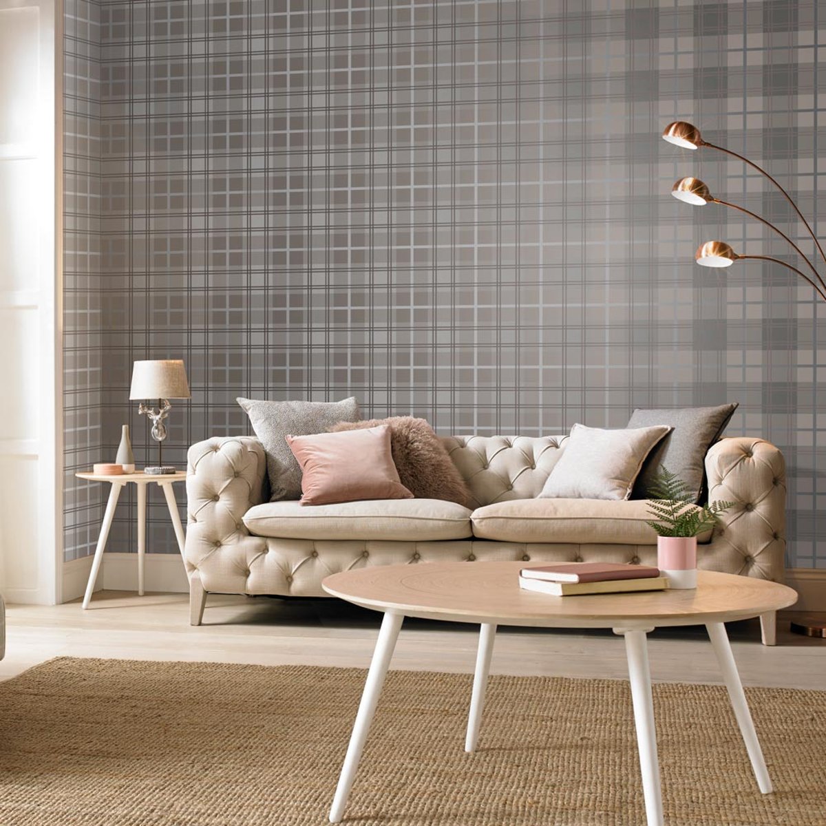 Papier peint Tartan Earth marron, GRAHAM ET BROWN