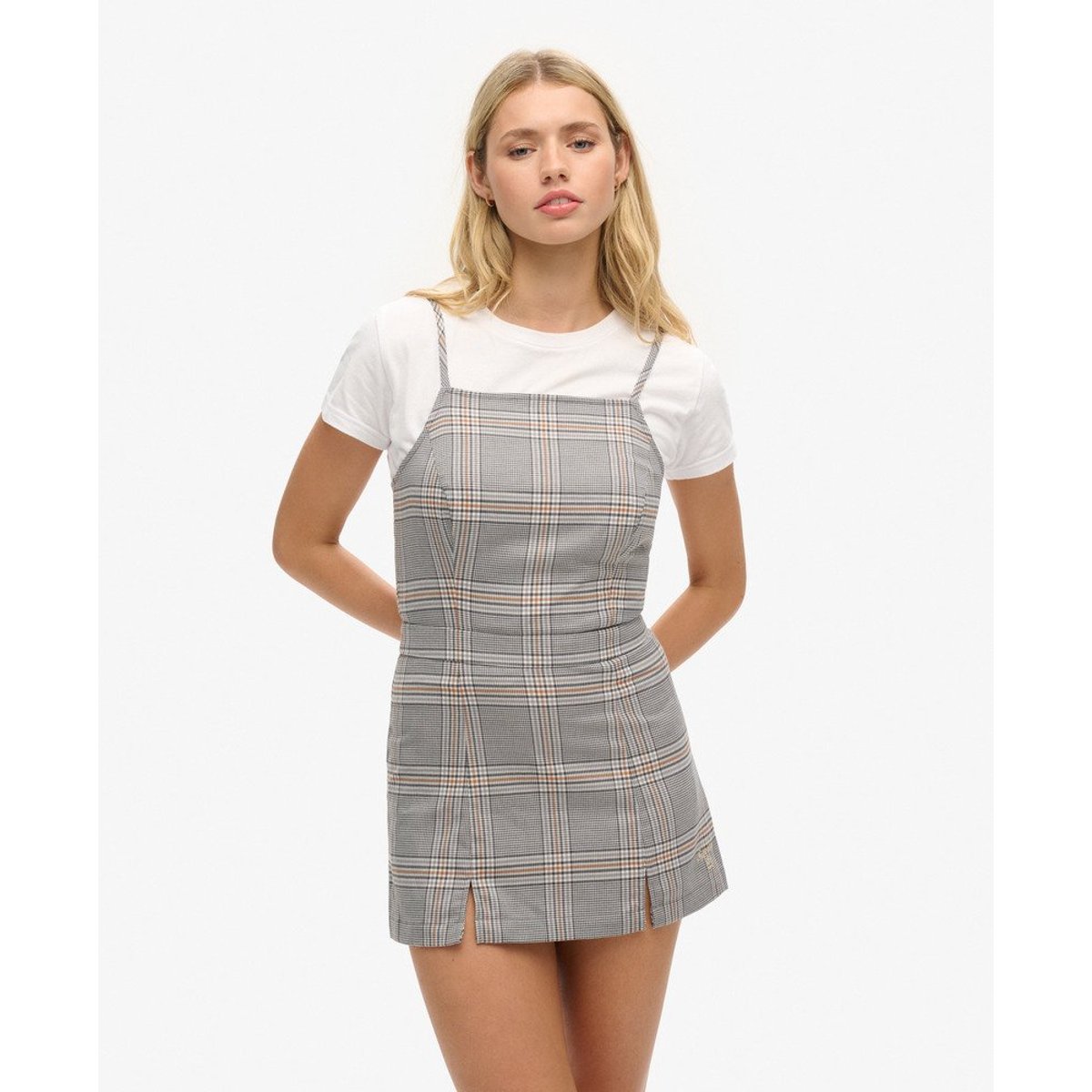 Robe courte caraco Vintage à carreaux carreaux classiques, SUPERDRY