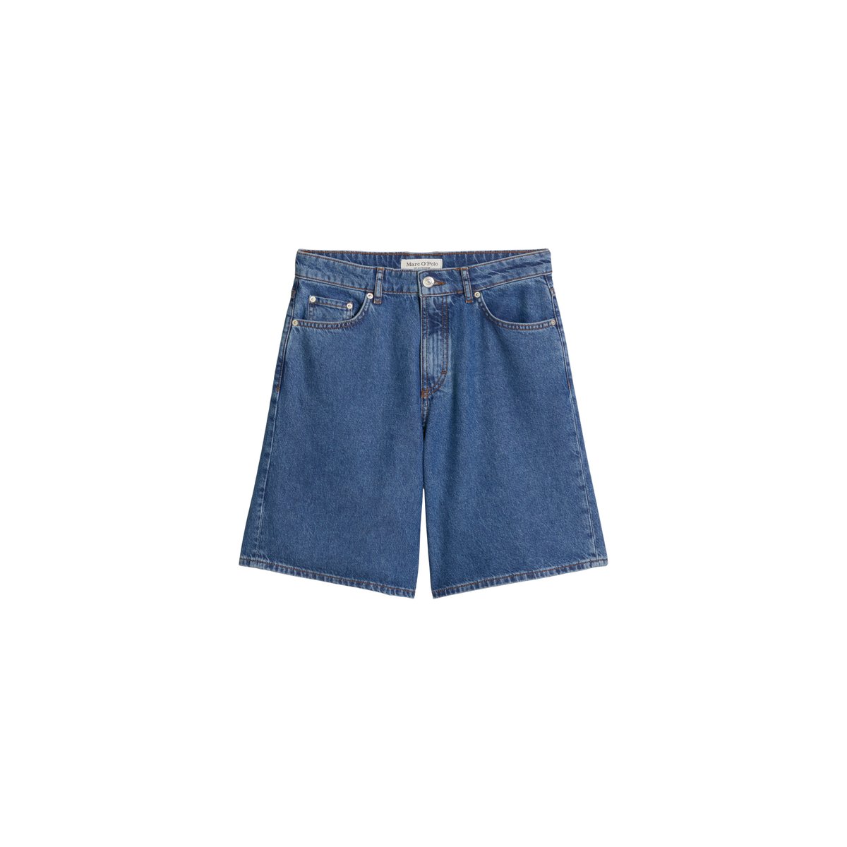 Short en jean large en mélange de coton organique et de lyocell bleu moyen, MARC O'POLO