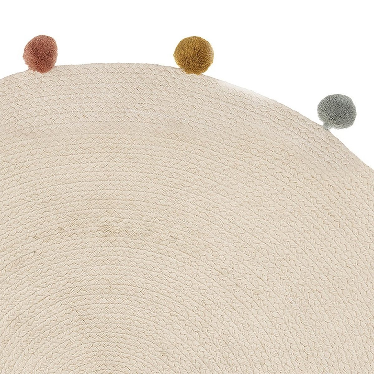 Tapis Arlequin pompons D90 beige, ATMOSPHERA