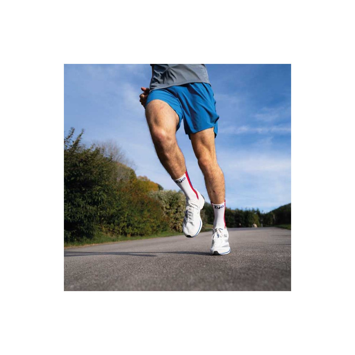 Mi-chaussettes de running humoristique 'RUN & ROLL' blanc, THYO