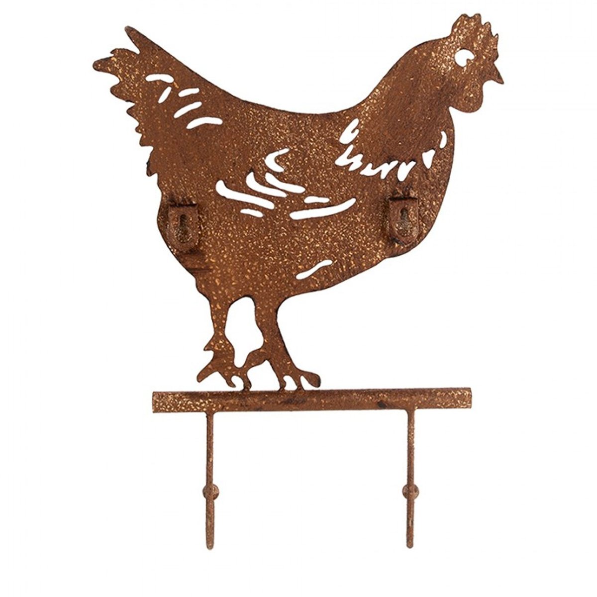 Portemanteau mural métal marron 2 crochets poule 24x5x31cm marron, WADIGA