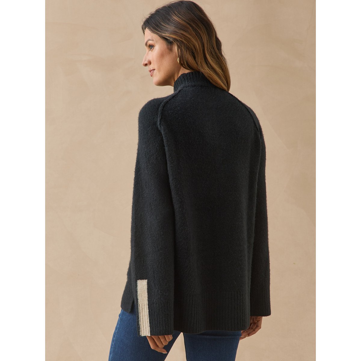 Pull avec laine col montant noir, DAXON