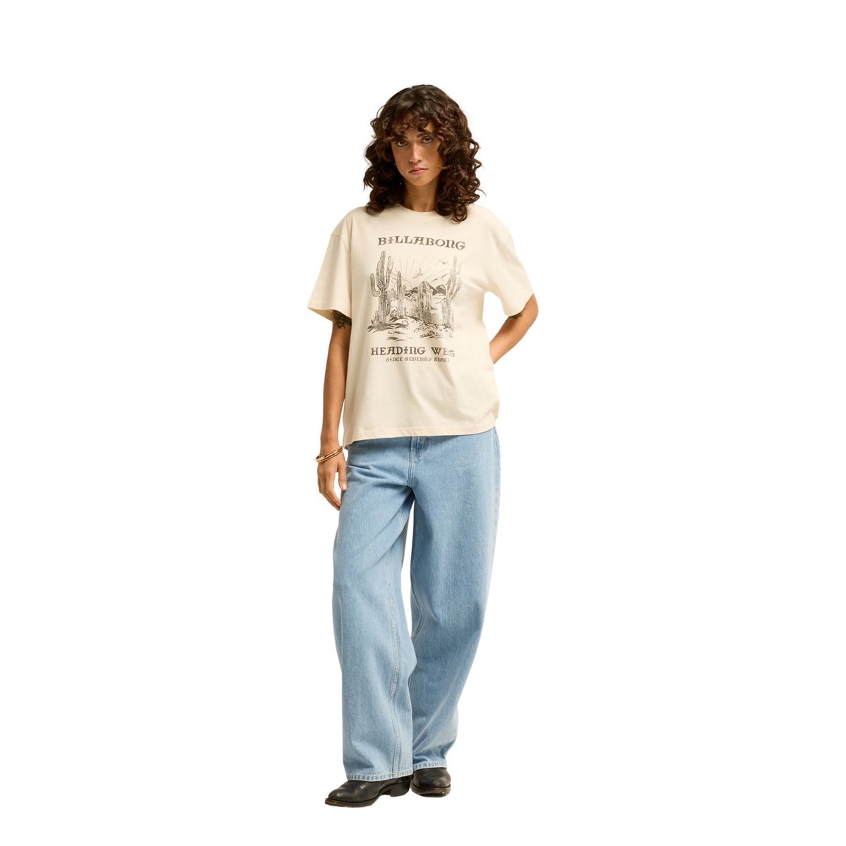 T shirt manches courtes HEADING WEST blanc white cap, BILLABONG
