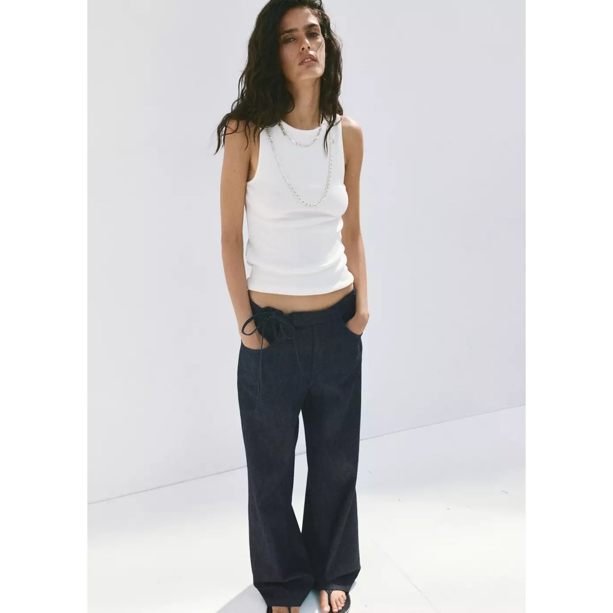 Jean low waist nœud bleu, MANGO