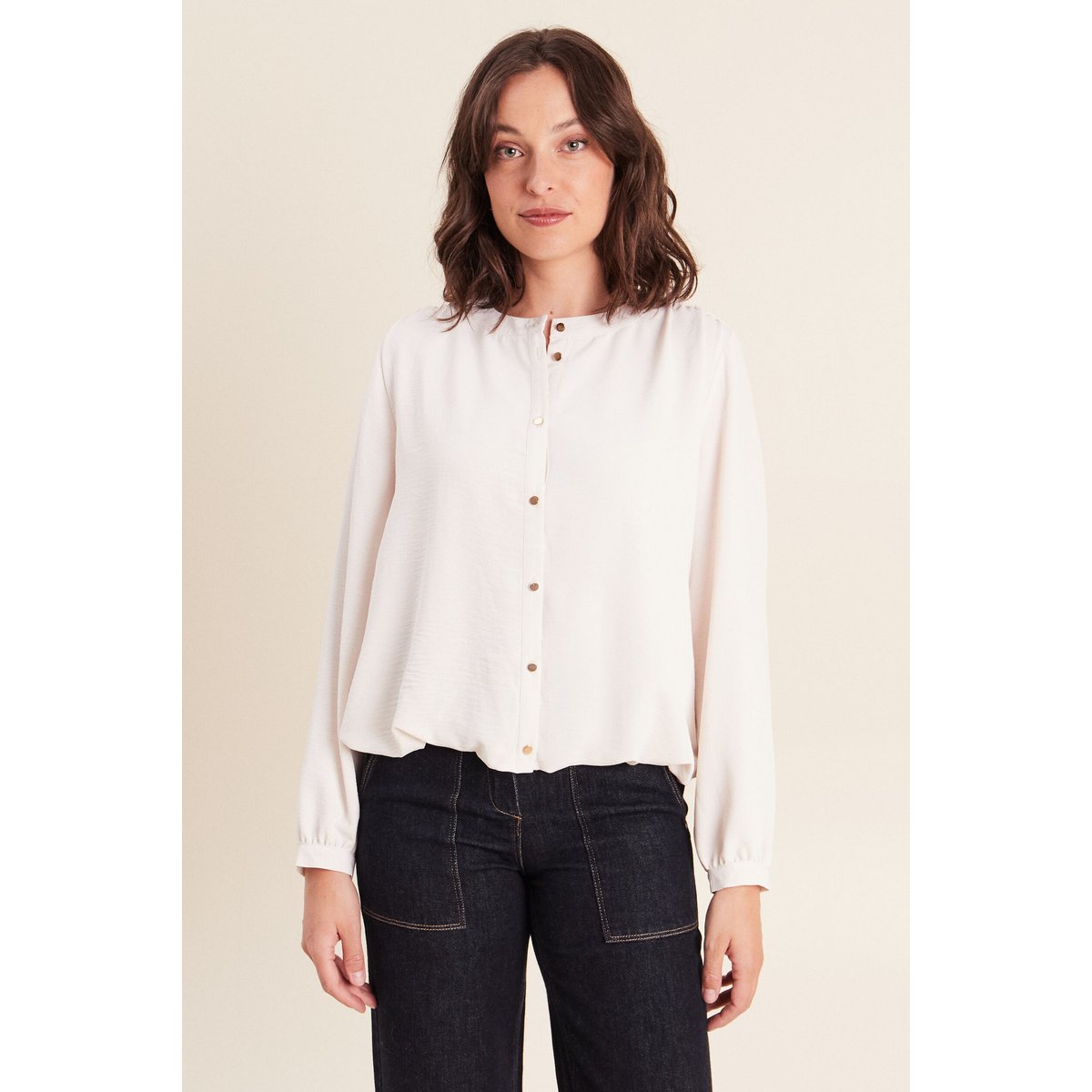Chemise ample effet boule doublée ivoire, BREAL