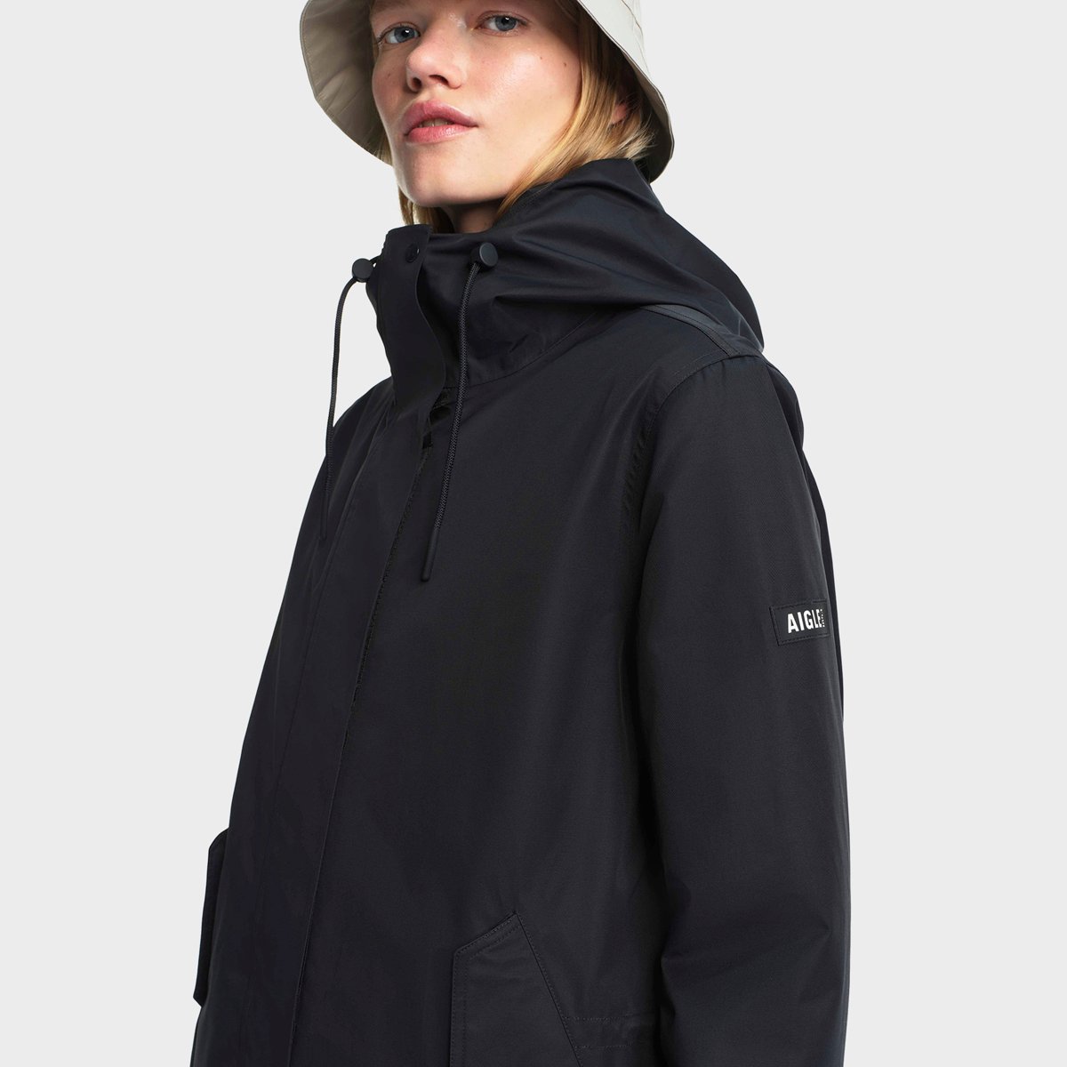 Parka fishtail à capuche T-KIT noir, AIGLE