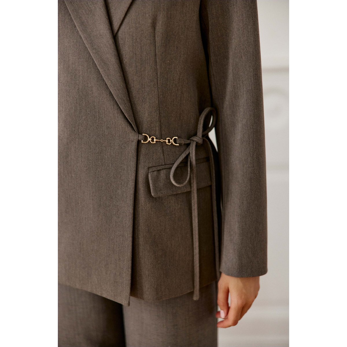 Veste col tailleur uni VIAMAO 14-taupe, LA PETITE ETOILE