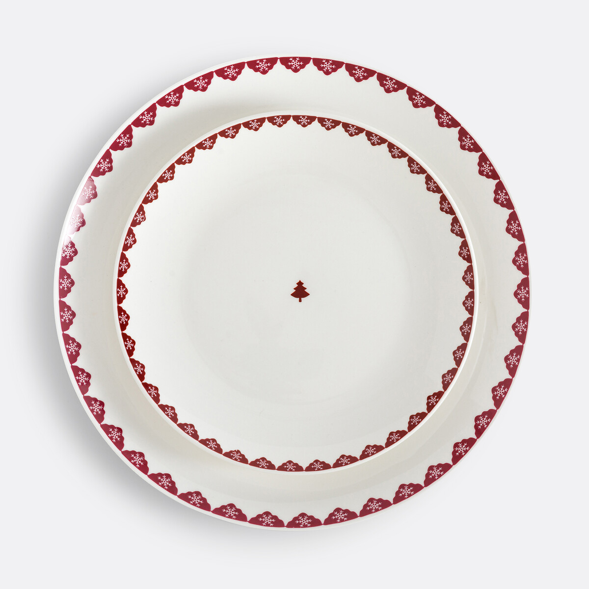 Lote de 4 platos llanos de porcelana, Flocani rojo/blanco, LA REDOUTE INTERIEURS