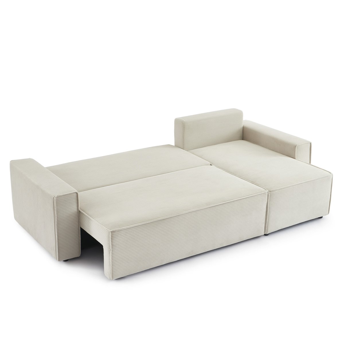 Canapé d'angle convertible velours ZOLA beige, BAÏTA