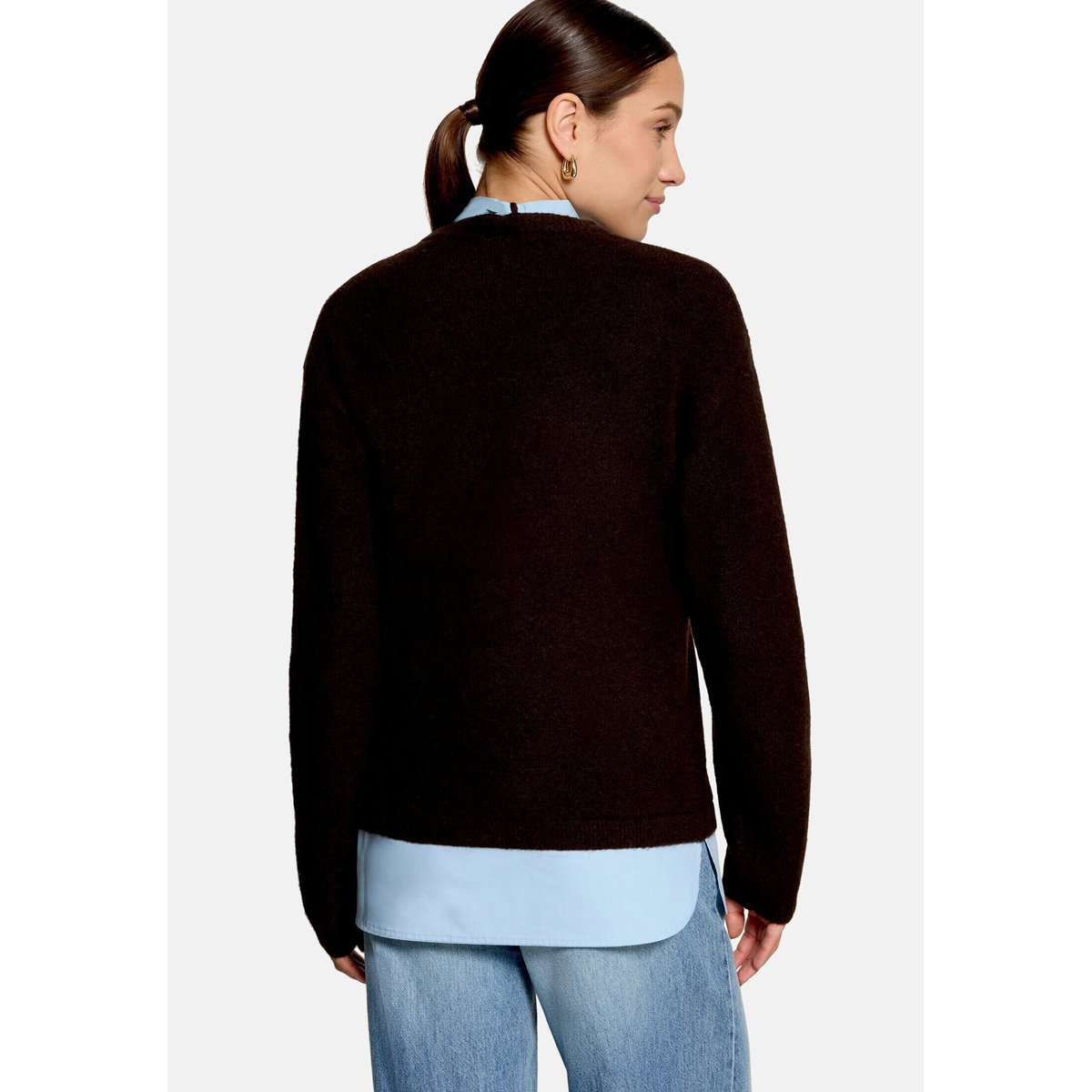 Pull-over en maille à empiècement façon blouse patch brown/blue, ZERO