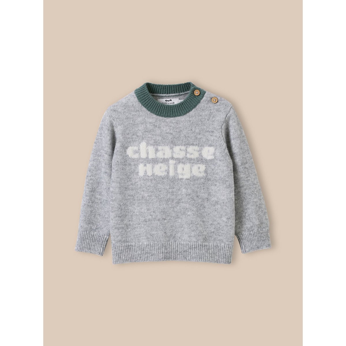 Pull ours  en laine gris chine, CYRILLUS