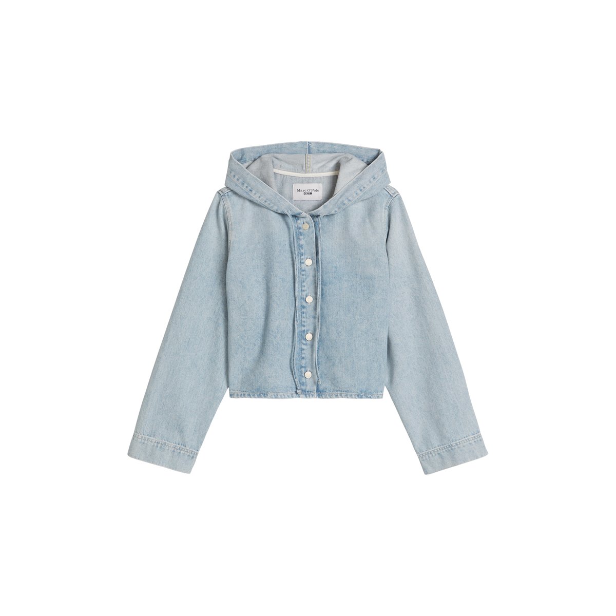 Blouse en jean à capuche relaxed en pur coton bleu clair, MARC O’POLO DENIM