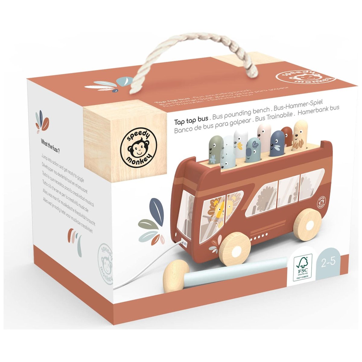 Jeu d'encastrement taptap bus multicolore, SPEEDY MONKEY