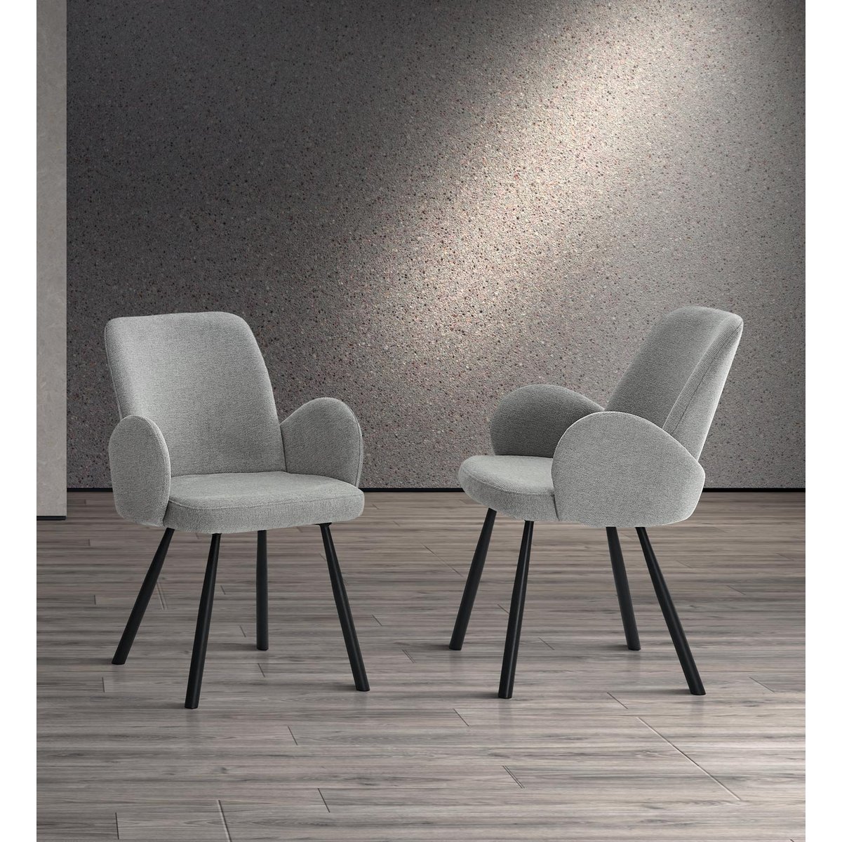 Lot de 2 chaises tissu et métal, ÓPALO gris, HISPANOHOGAR