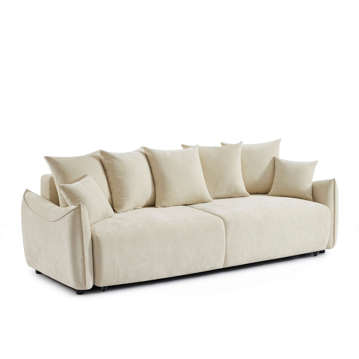 Canapé droit convertible tissu OPALINE beige, BAÏTA