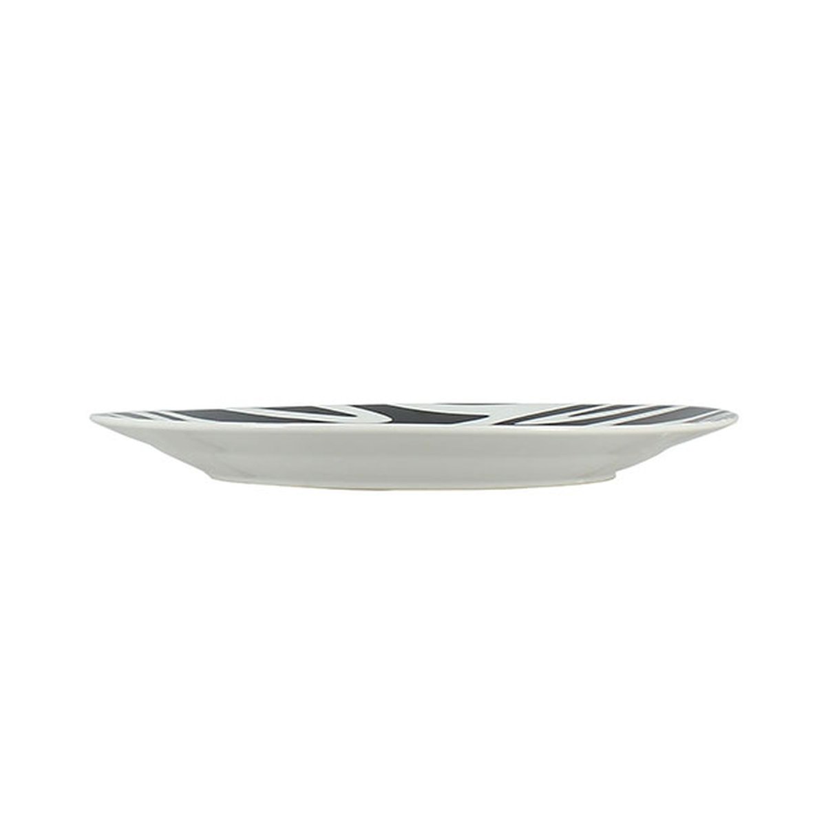 Lot de 6 assiettes plates 26.5cm en porcelaine, ZEBRE blanc-noir, NOVASTYL