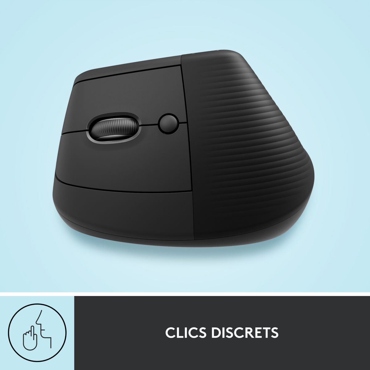 Souris sans fil Lift Ergonomique Gaucher Silencieuse gris, LOGITECH