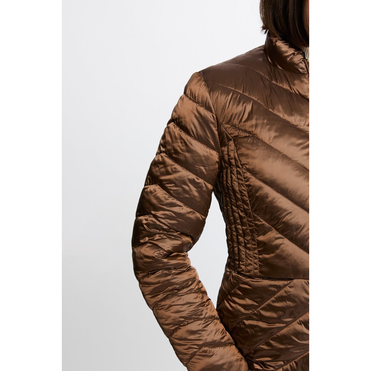 Doudoune réversible satinée couleur bronze, MORGAN