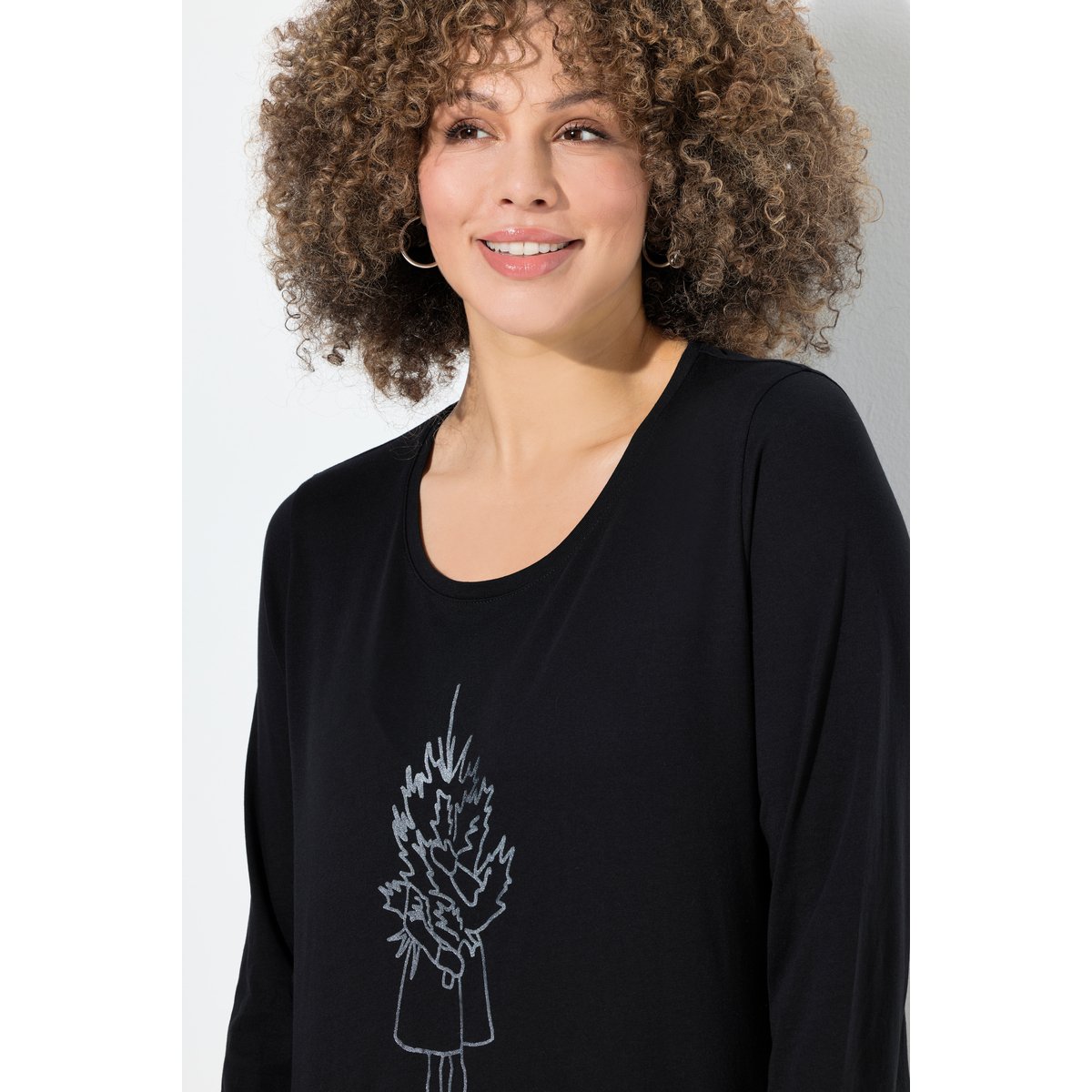 T-shirt de Noël Classic à col rond noir, ULLA POPKEN
