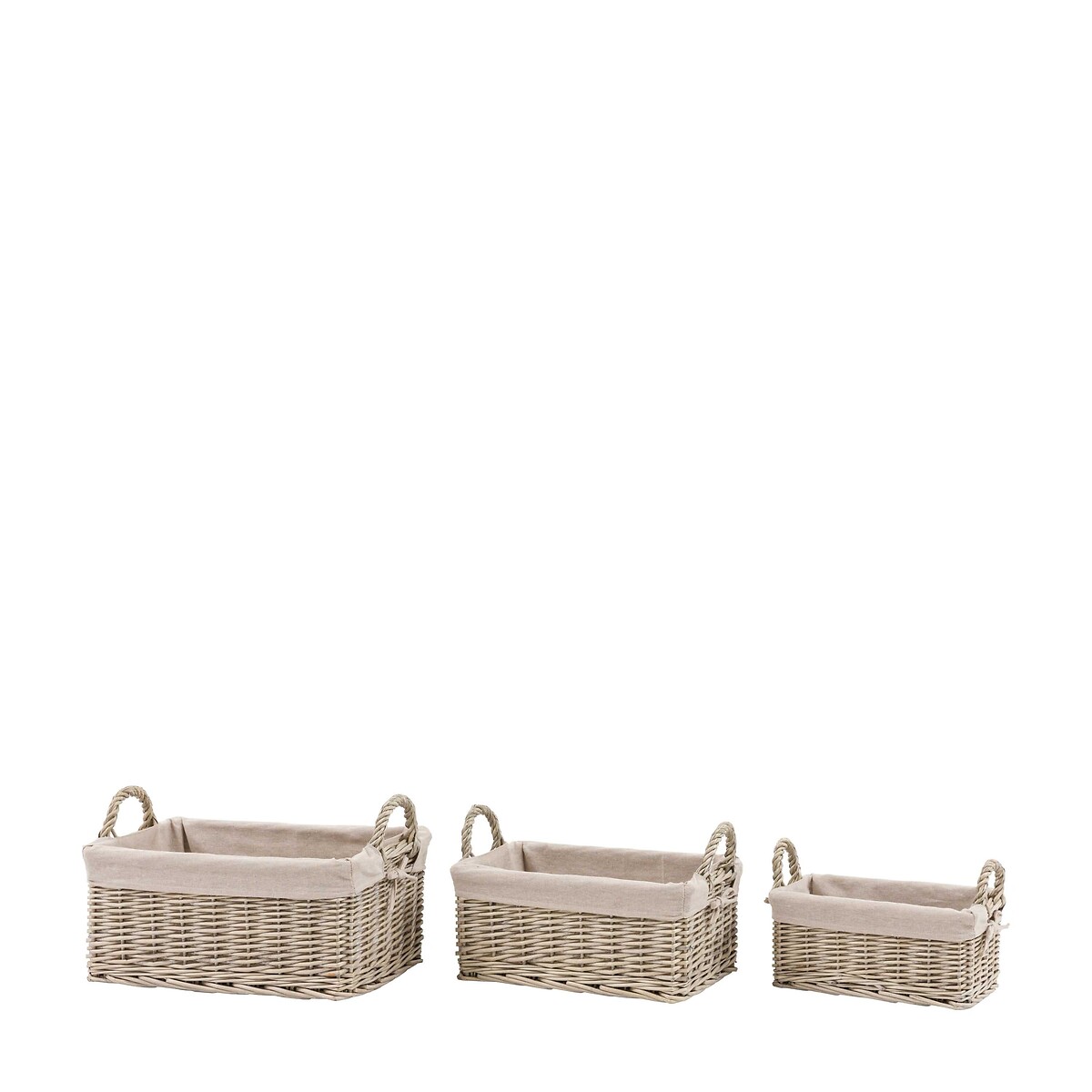 Set of 3 Lined Baskets in Natural brown , ÉDITÉ