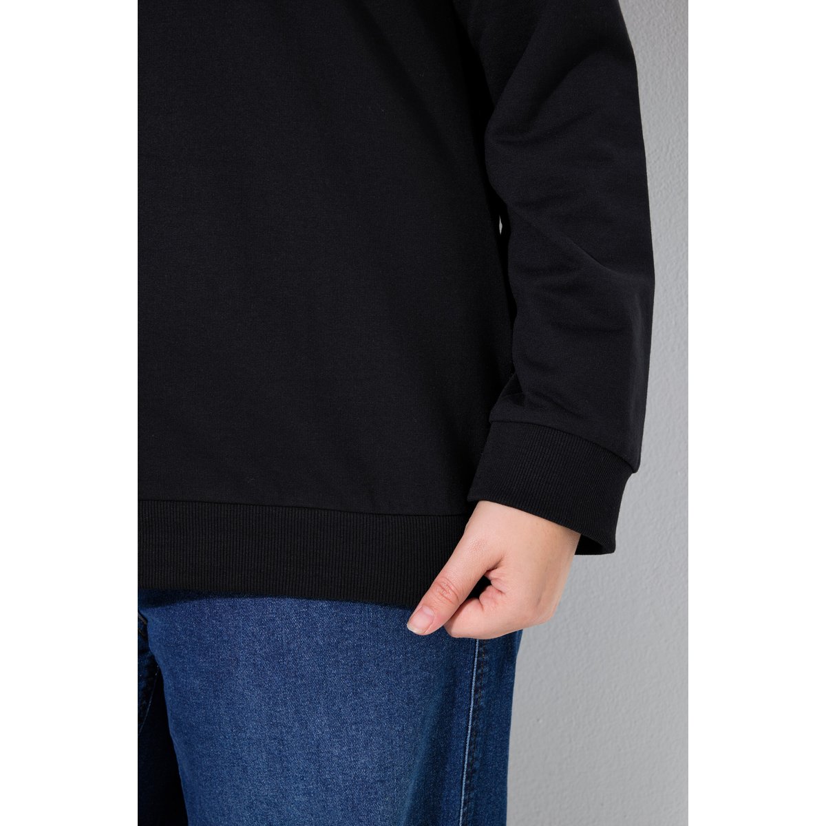 Sweat, manches longues et décolleté rond noir, ULLA POPKEN
