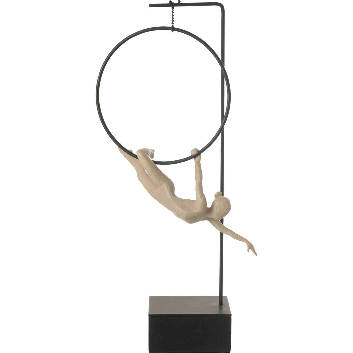 Figurine gymnaste au cerceau beige et noir, RECOLLECTION
