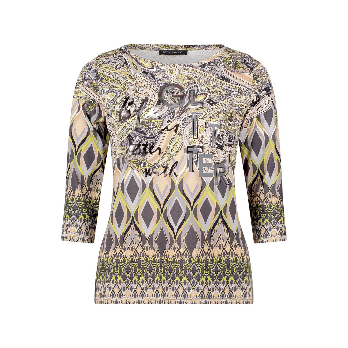 T-shirt à rainures à encolure bateau gris/beige, BETTY BARCLAY