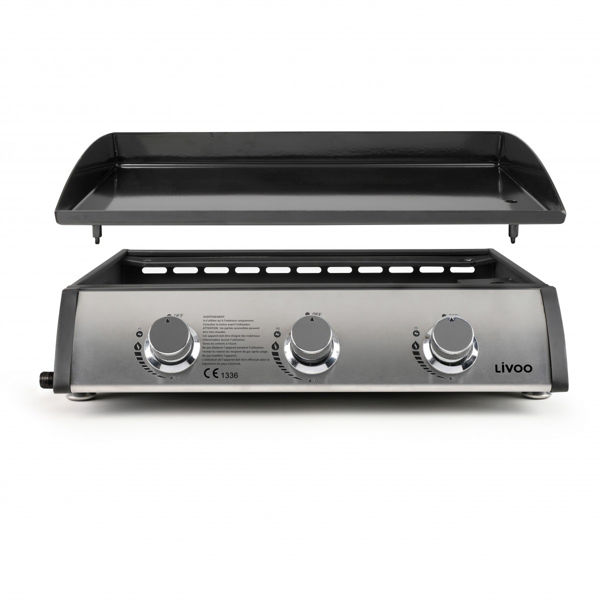 Plancha gaz 3 brûleurs gris, LIVOO