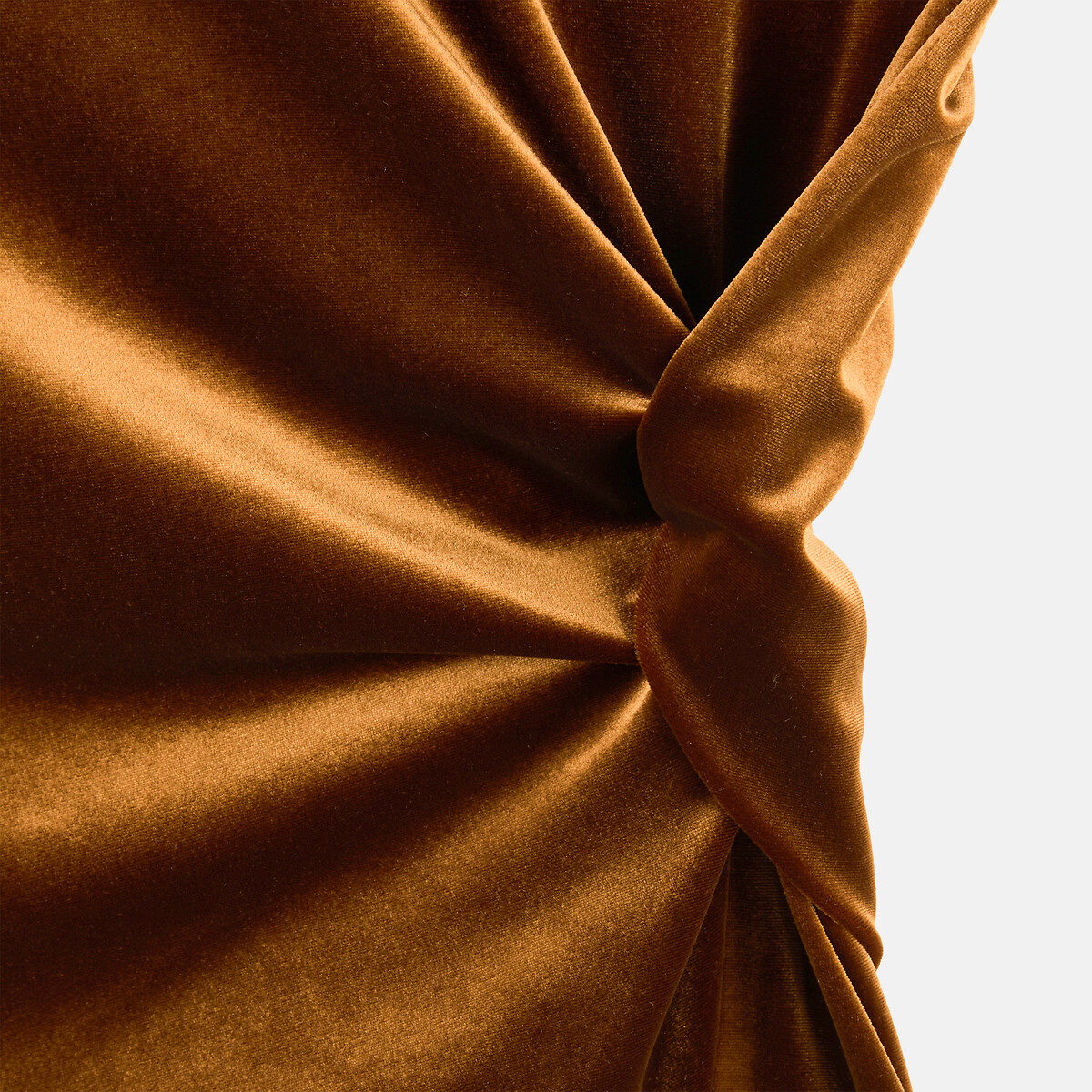Camiseta sin mangas de cuello redondo, con drapeado, de terciopelo liso y brillante bronce , ANNE WEYBURN