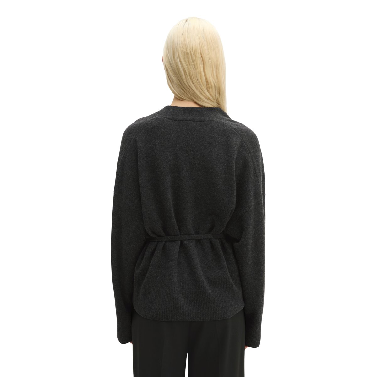 Cardigan croisé oversize en mélange de laine vierge et de cachemire gris, MARC O'POLO
