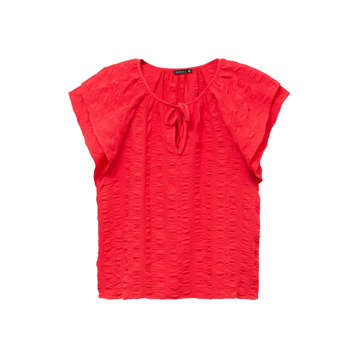 Blouse col v manches courtes fluide rouge, BREAL