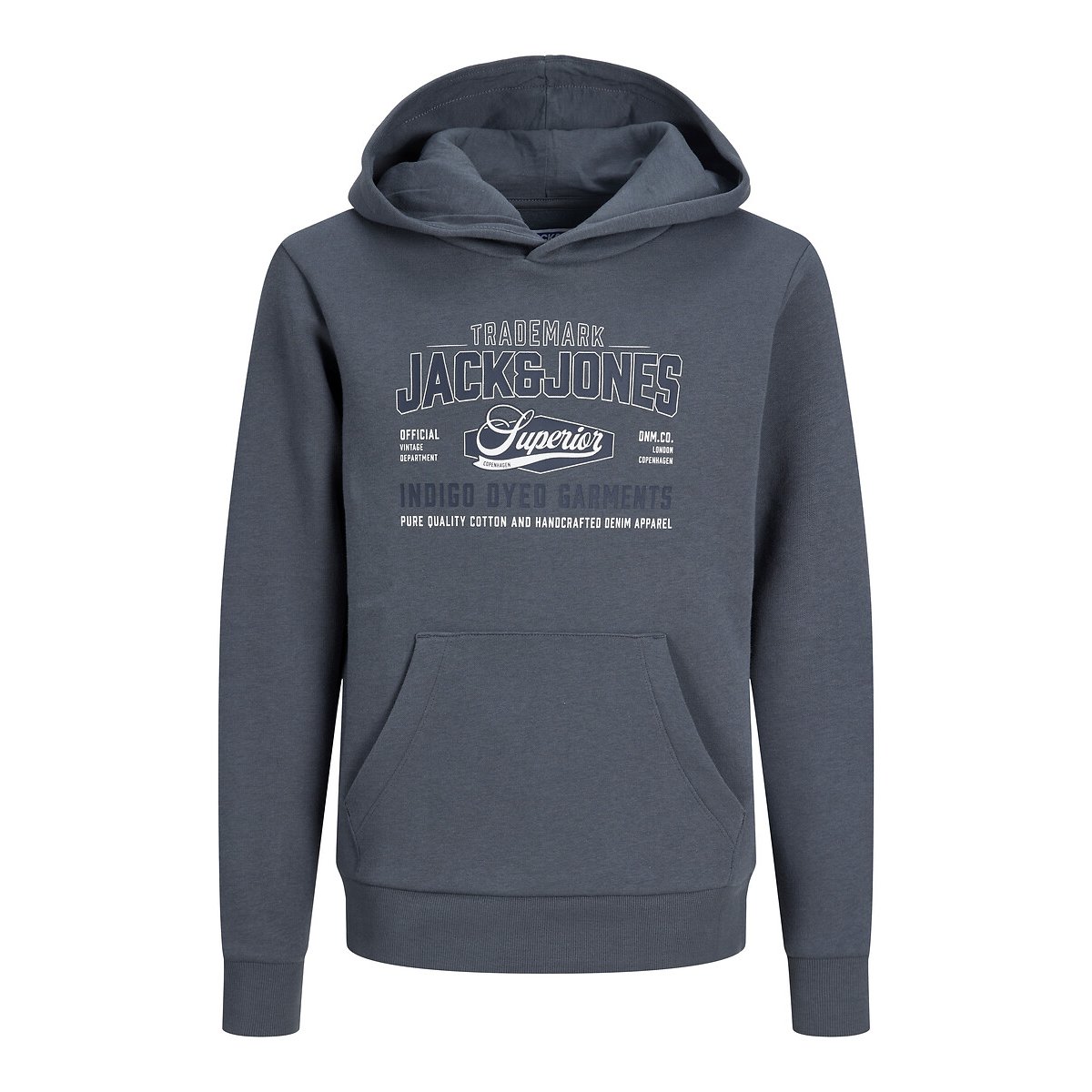 Sudadera con capucha de felpa azul grisáceo, JACK & JONES JUNIOR