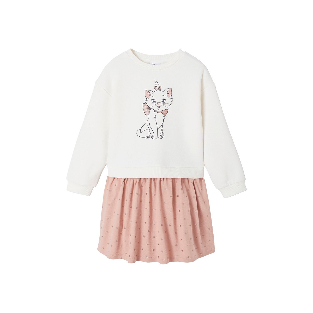 Robe bi-matière Disney Marie les Aristochats gardenia/rose poudré, VERTBAUDET