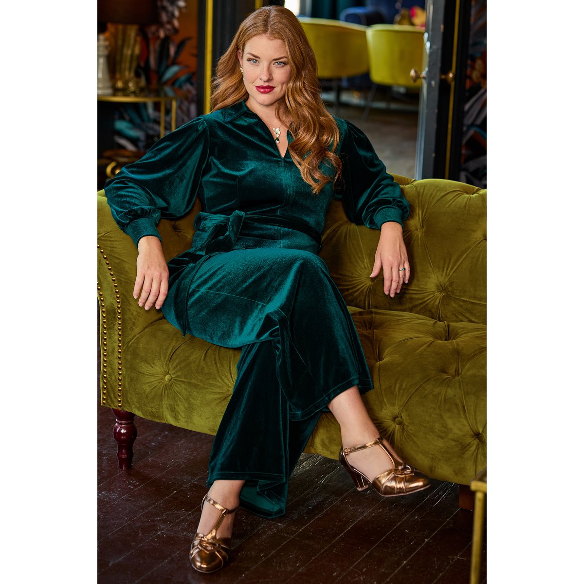 Combinaison Zippée en Velours Marcie vert, JOE BROWNS