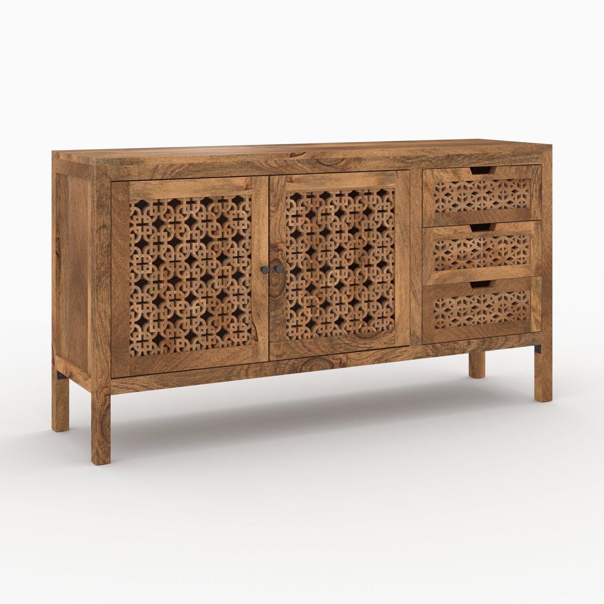Buffet ajouré en bois de manguier - JAYA bois foncé, MAISON PAVANE