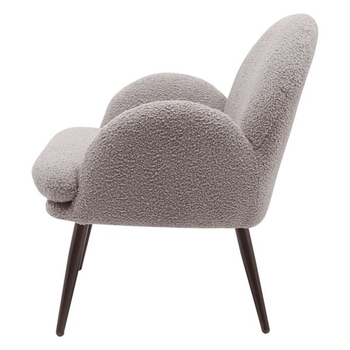 Fauteuil tissu effet laine bouclette gris foncé taupe, ZAGO