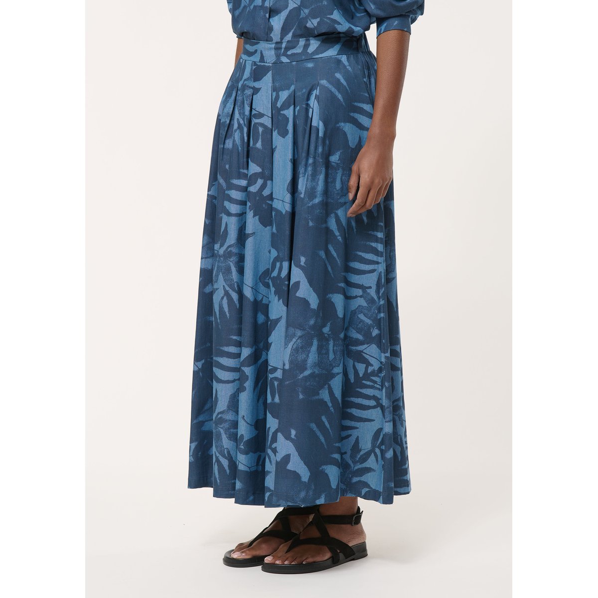 Pantalon jupe culotte imprimé navy/denim, HUMILITY