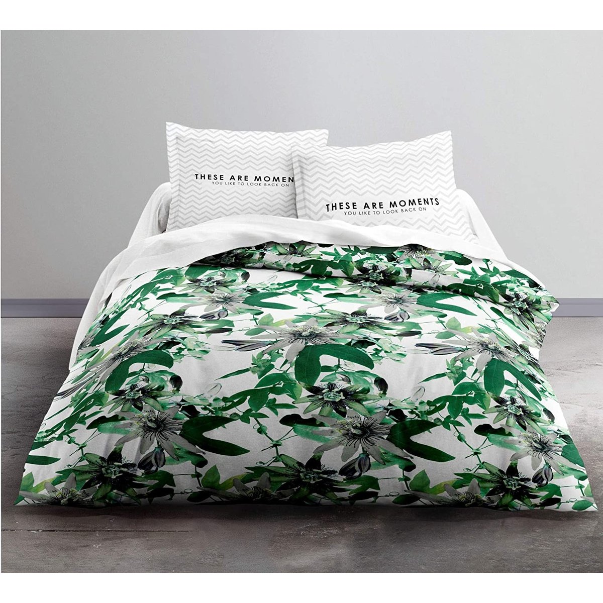 Parure housse couette Passiflore blanc, EDEN
