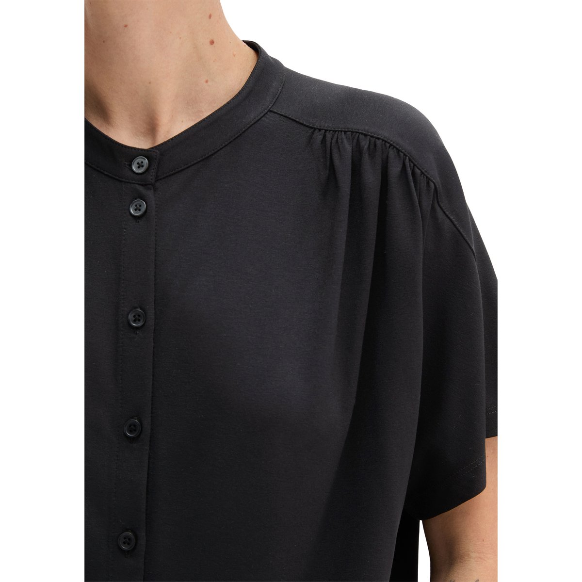 Blouse en jersey regular en LENZING™ ECOVERO™ noir, MARC O'POLO